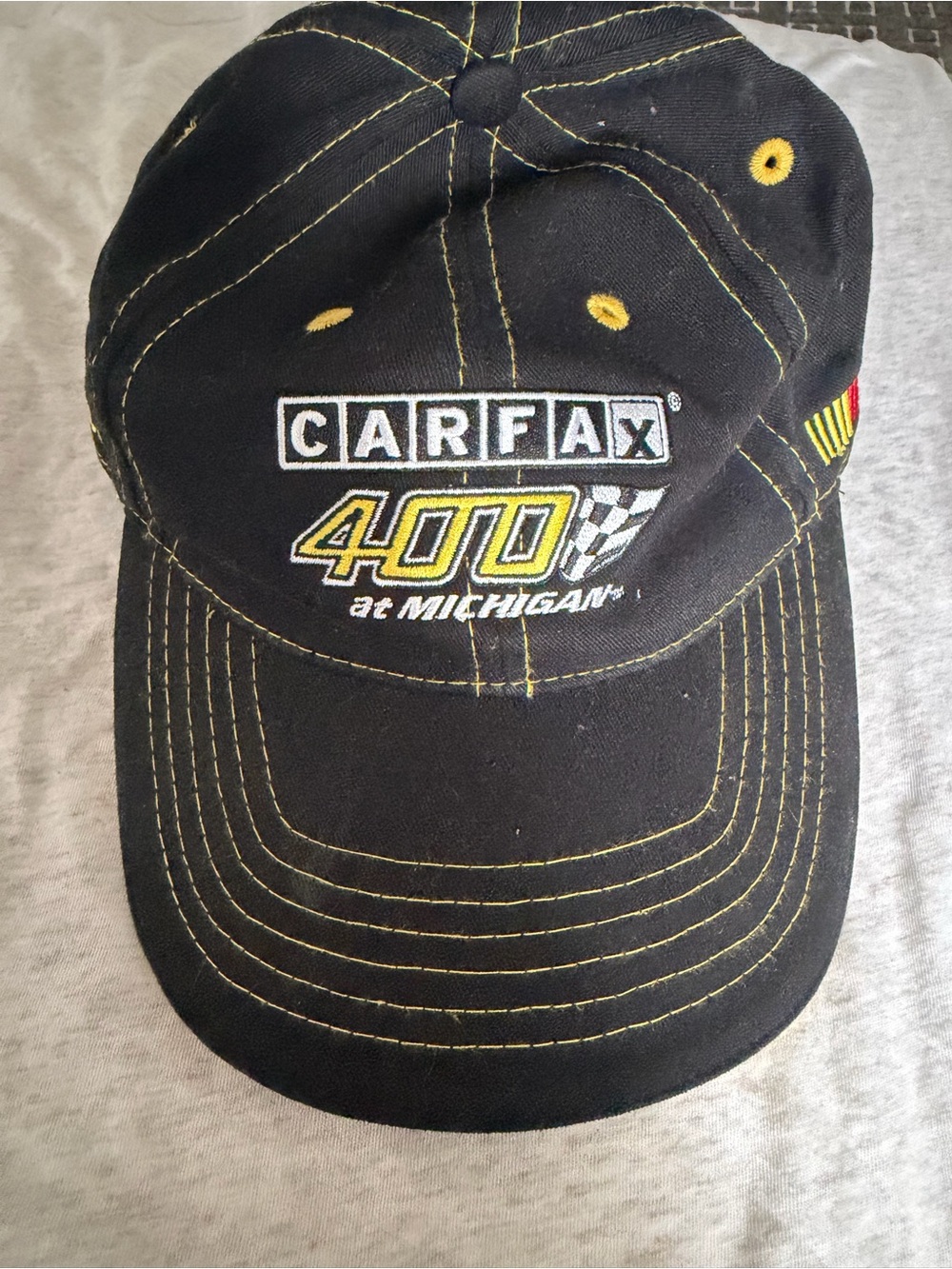 CARFAX 400 at Michigan Black Baseball Cap with Yellow Stitching